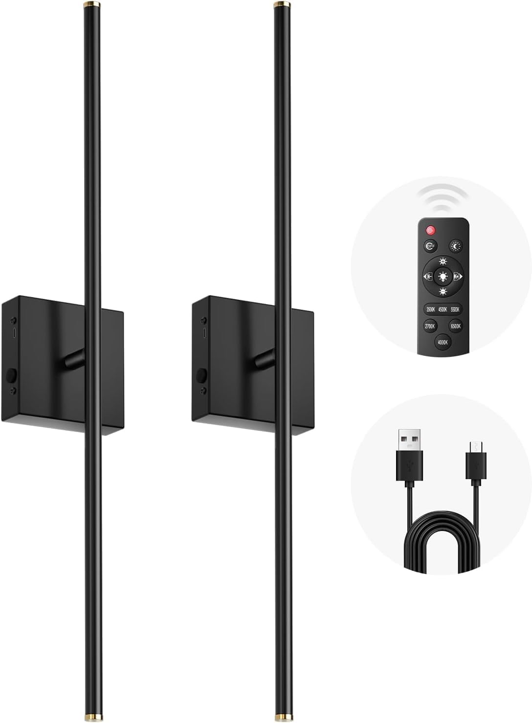 Read more about the article CLY Battery Operated Wall Sconce Set of 2, Dimmable 2700K-6500K Battery Wall